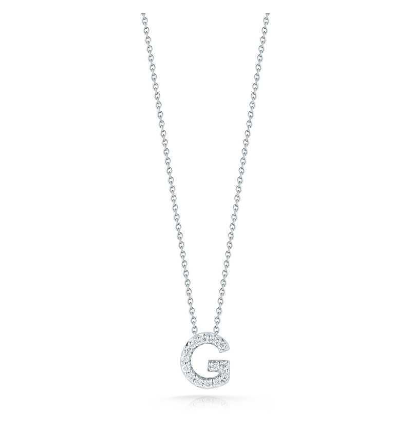 Roberto Coin Tiny Treasures White Gold "Love Letter" Initial Pendant